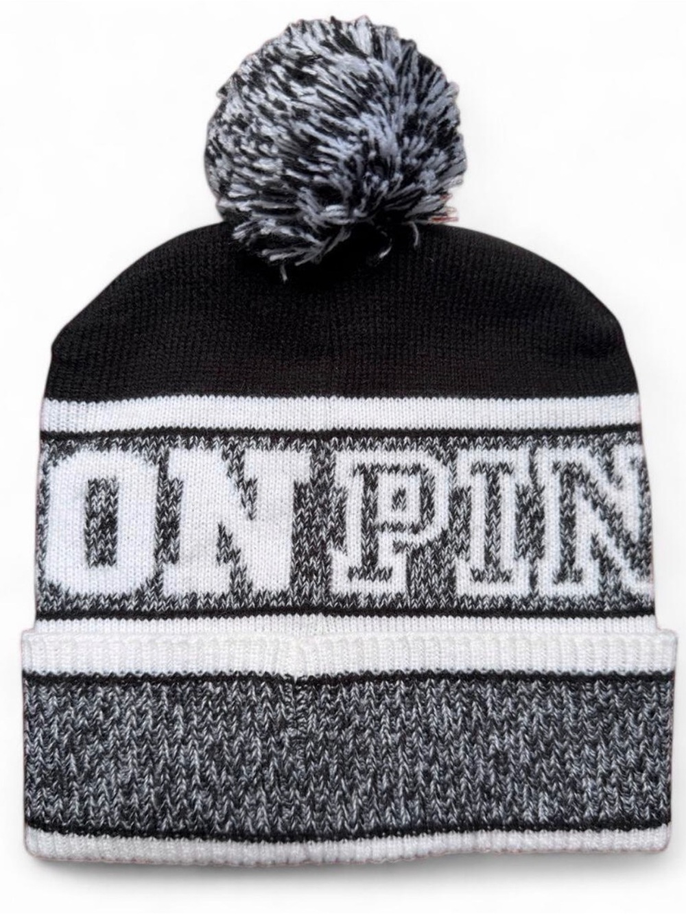PINK Victoria's Secret Black & White Pom Knit Beanie for Kids